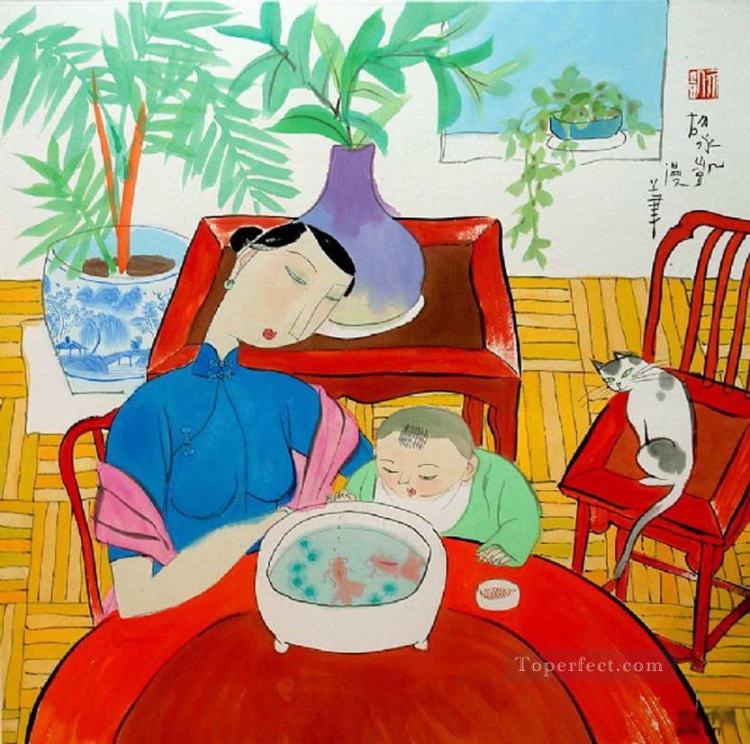 Hu yongkai Chinese lady 4 Oil Paintings